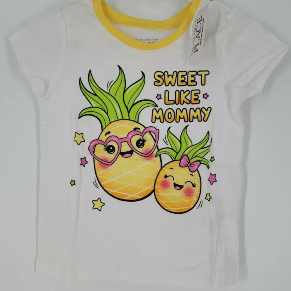 SWEET LIKE MOMMY- THE CHILDREN’S PLACE SHORT SLEEVE PINEAPPLE GIRLS TEE